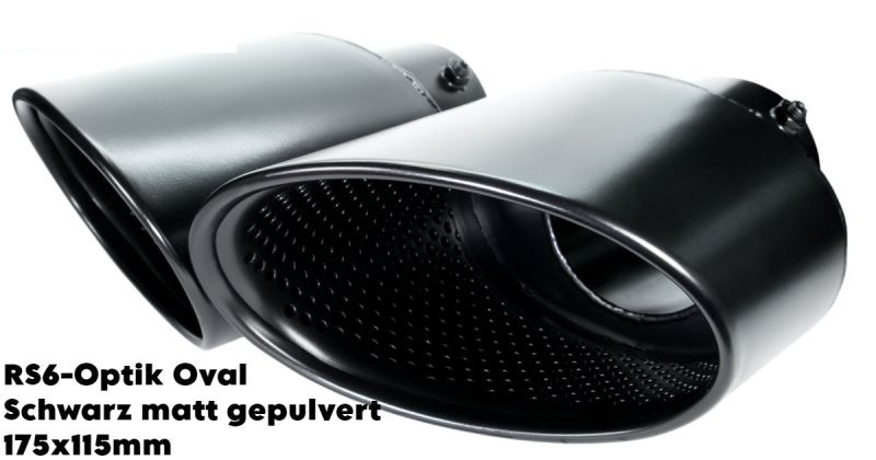 Oval Schwarz matt gepulvert 175mm x 115mm RS6-Optik  (+ 450,00€)}