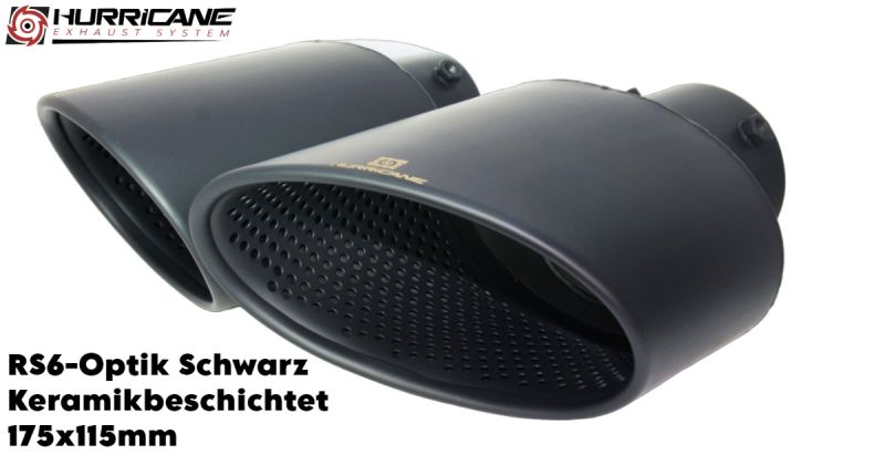 Oval Schwarz Keramikbeschichtet RS6-Optik 175x115mm (+ 600,00€)}